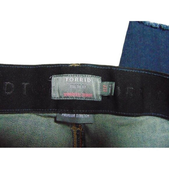 Torrid Bombshell Skinny Dark Blue Jeans 22T 22 Tall Stretch Denim Distressed - Picture 12 of 15